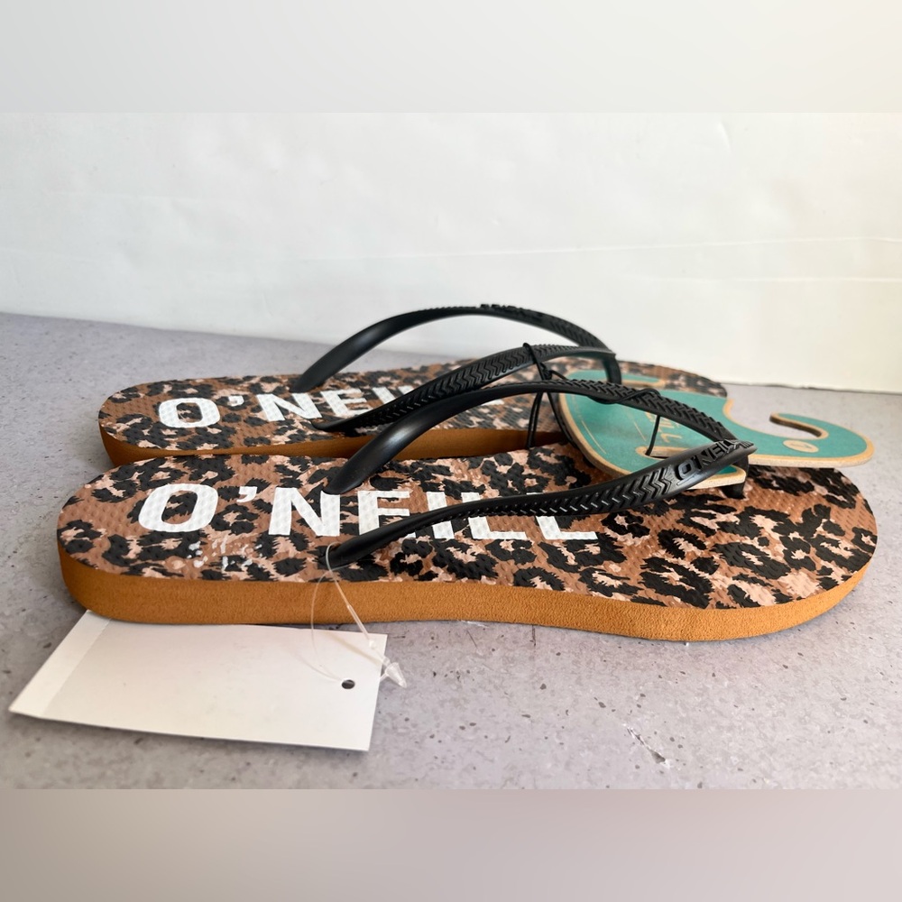 NWT O'Neill Bondi‎ Animal Print Sandals Flip Flops Casual Beach Thong Women's 7 - Picture 7 of 9